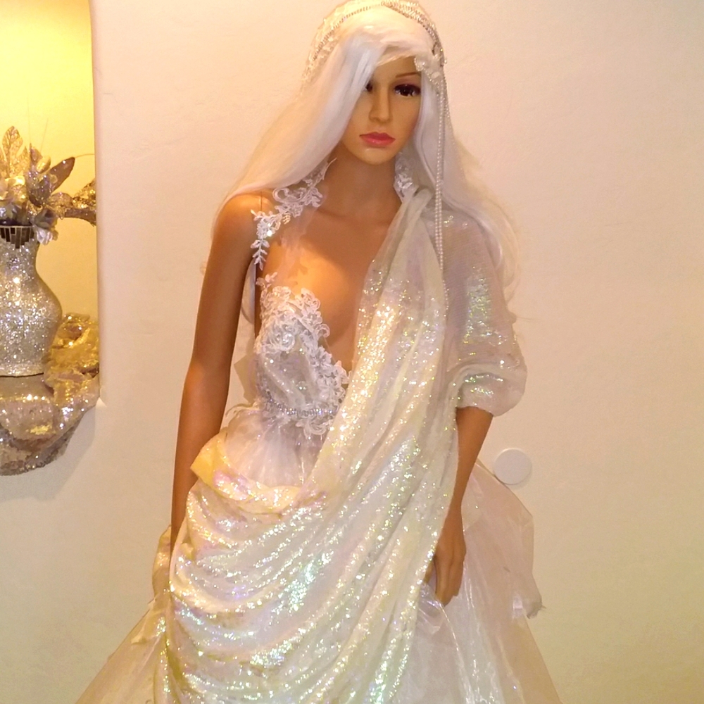 ANIKA White Lehenga Saree Wedding Ballgown Set